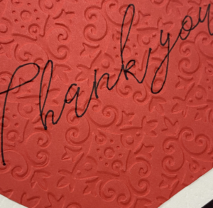 thank you card with floral zoom