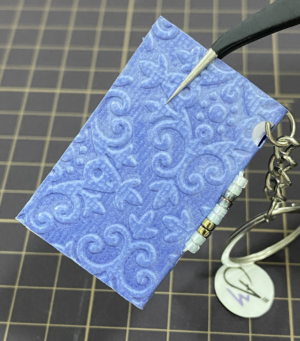 keychain- floral design mini notebook blue